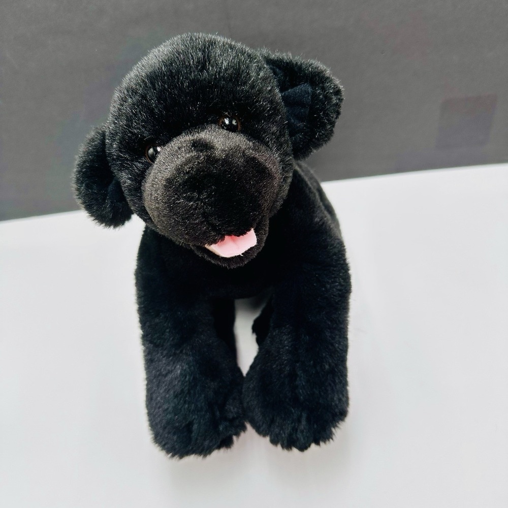 Vintage Build a Bear Black Lab Labrador Collar Plush Stuffed Dog 18" BAB Retired